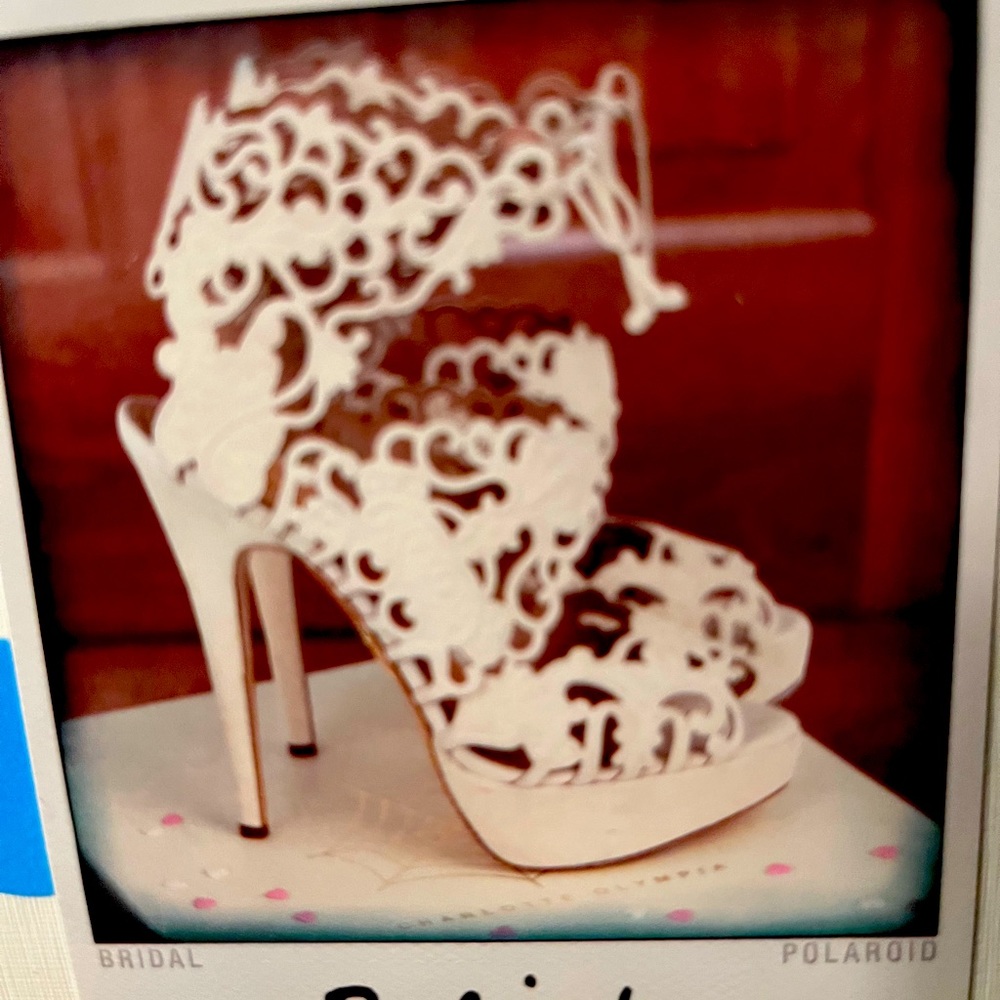 White lace high heel Charlotte Olympia